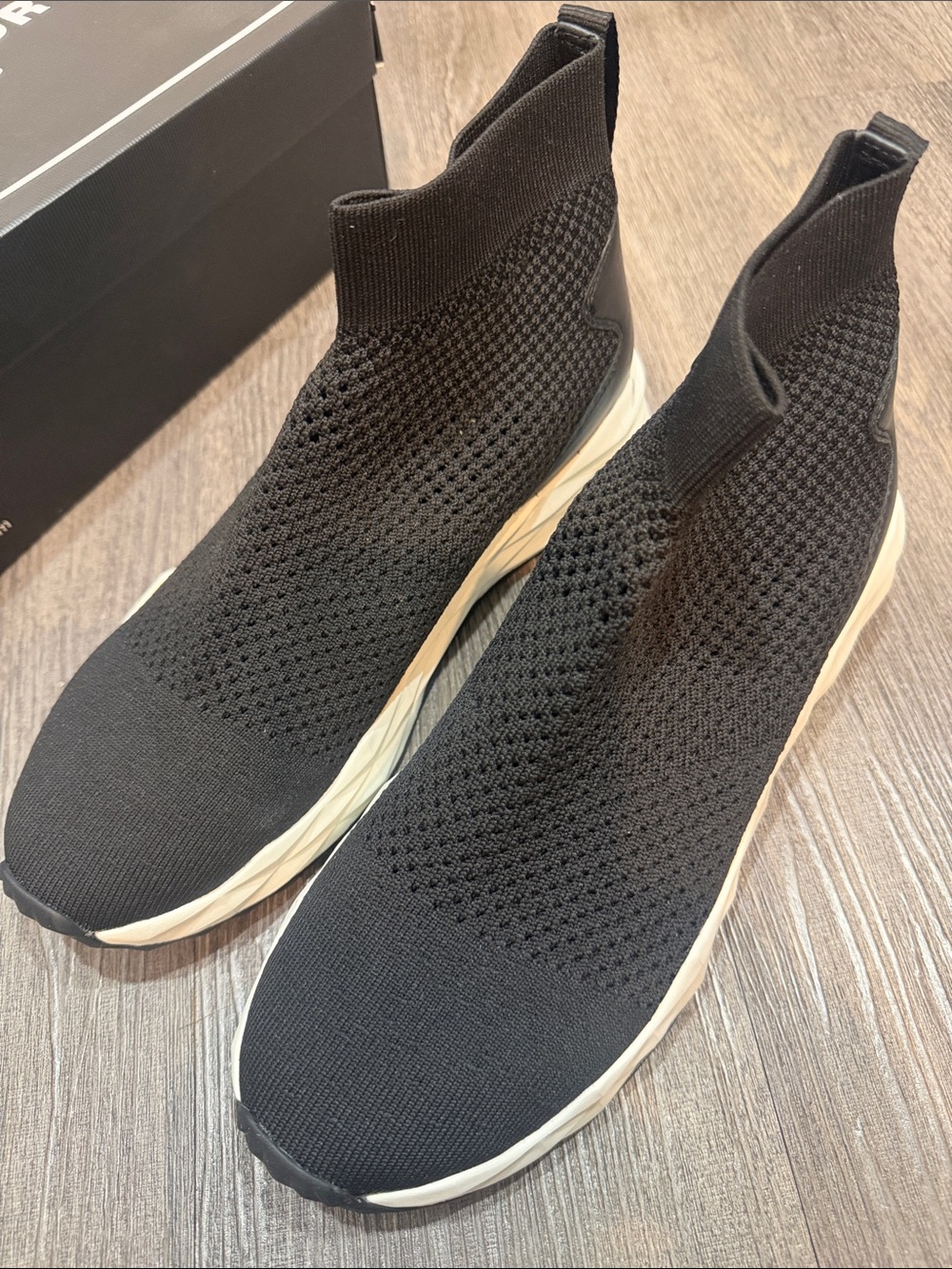 Women’s Black Knit Slip-On Sneakers - Minimal Sock Runner SZ 9